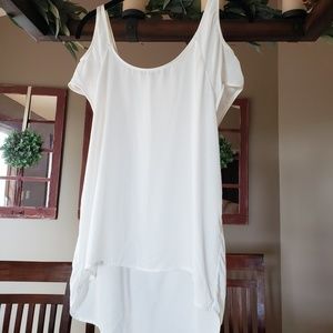 White Hi-Lo Cold Shoulder top